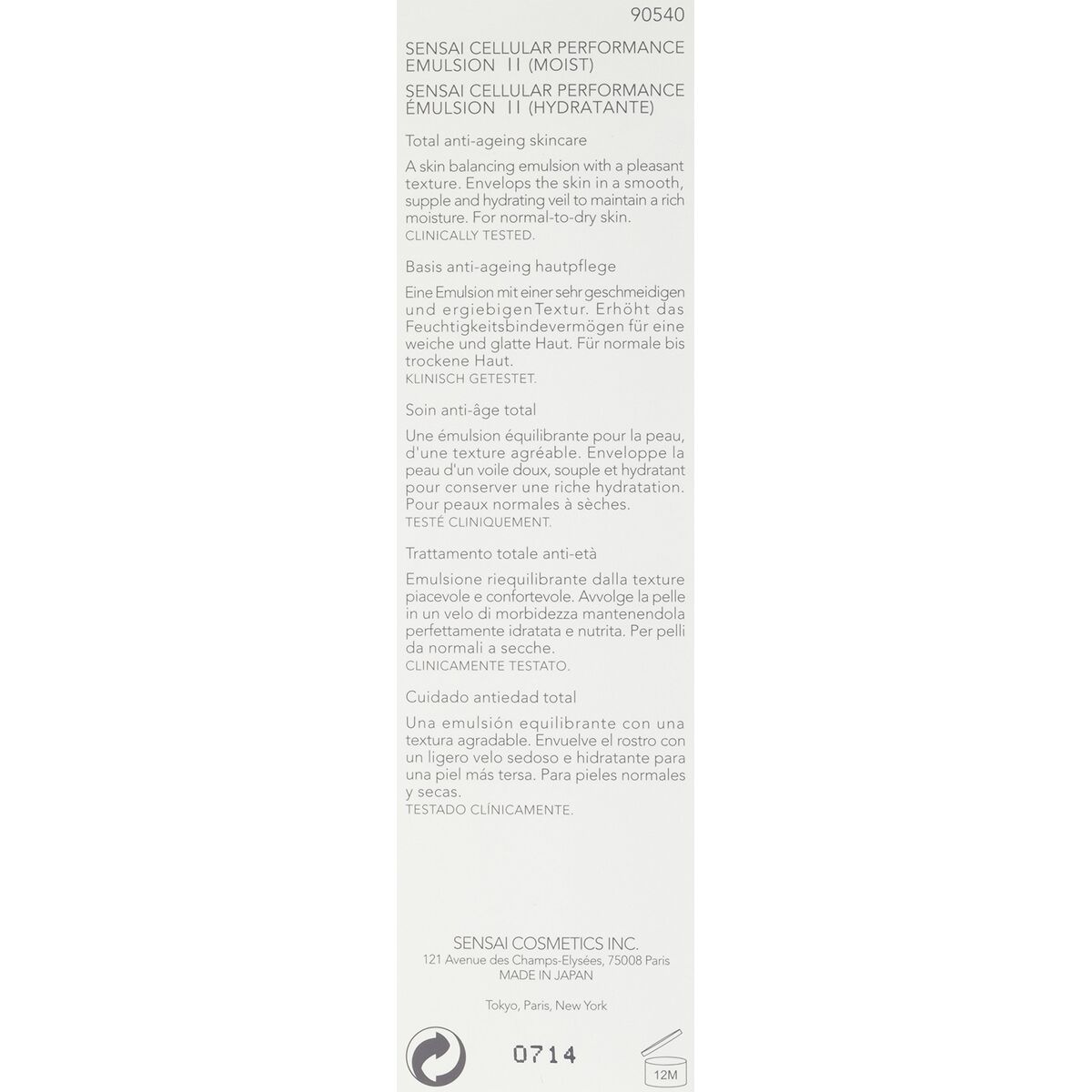 Uppstramande emulsion Kanebo Sensai Cellular Performance Ii 100 ml